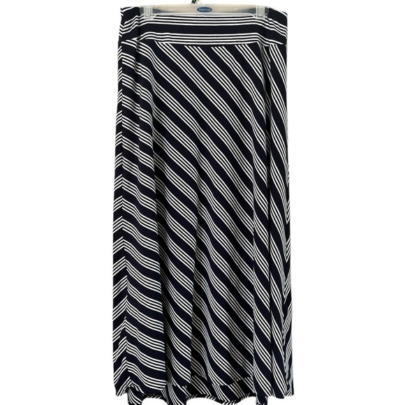 Talbots Dresses & Skirts - Talbots Knit Maxi Skirt Navy Blue Stripes Size Medium Elastic Waistband